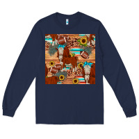 Navy football hereford sunflower seamless pattern Long Sleeve Tee - JahusDesignShop