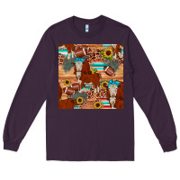 Plum football hereford sunflower seamless pattern Long Sleeve Tee - JahusDesignShop