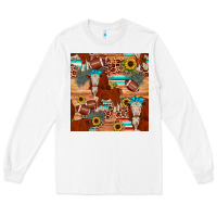 White football hereford sunflower seamless pattern Long Sleeve Tee - JahusDesignShop