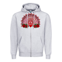 Heather Grey valentine's day rainbow with roses Zipper Hoodie - AdoDesignShop