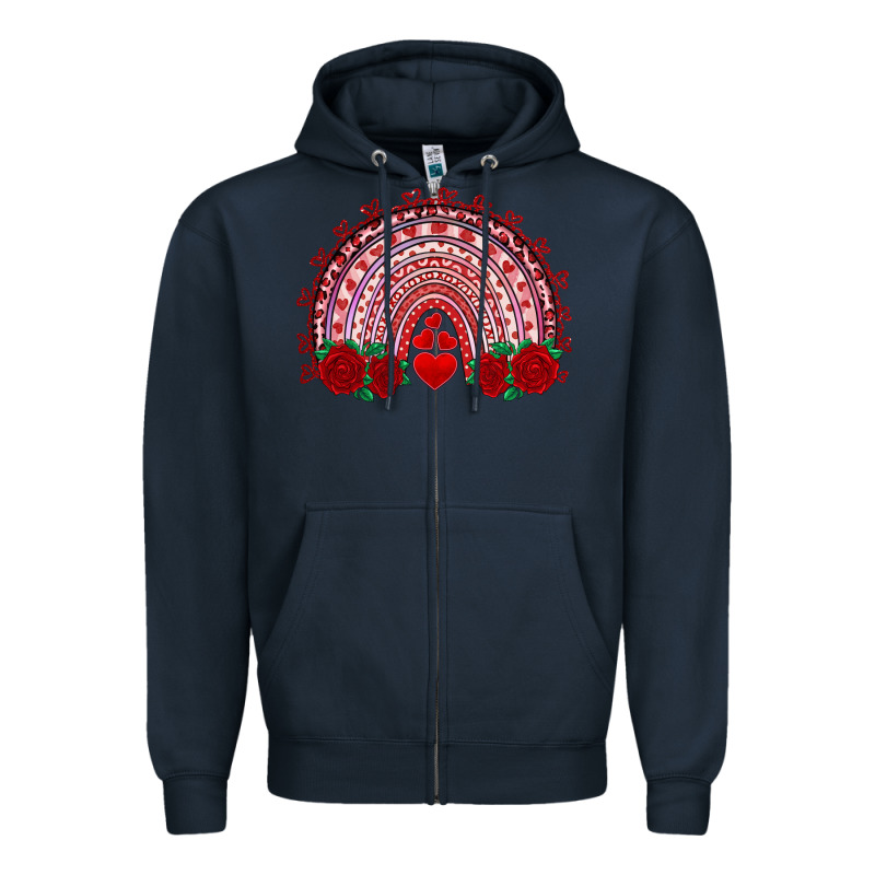 Valentine's Day Rainbow With Roses Zipper Hoodie by AdoDesignShop | Teevron