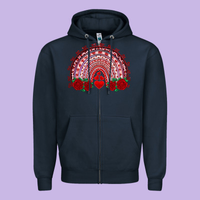 Valentine's Day Rainbow With Roses Zipper Hoodie Designed By Adodesignshop