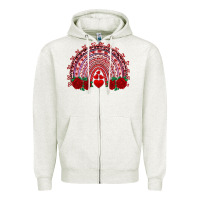 Oatmeal Heather valentine's day rainbow with roses Zipper Hoodie - AdoDesignShop