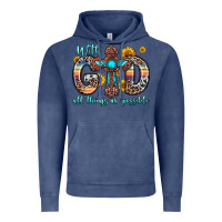 Vintage Denim with god all things are possible cross Vintage Hoodie - Zillion Design Studio