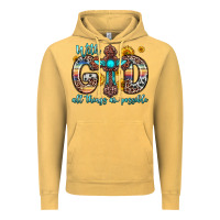 Vintage Mustard with god all things are possible cross Vintage Hoodie - Zillion Design Studio