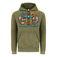 Vintage Olive with god all things are possible cross Vintage Hoodie - Zillion Design Studio