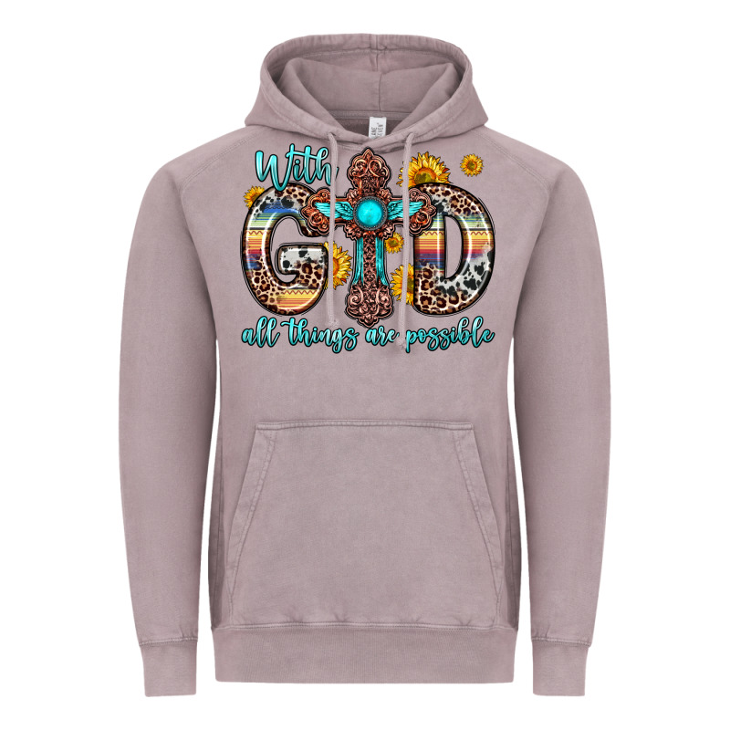 With God All Things Are Possible Cross Vintage Hoodie by Zillion Design Studio | Teevron