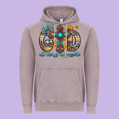 With God All Things Are Possible Cross Vintage Hoodie Designed By Zillion Design Studio
