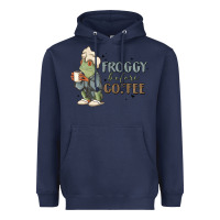 Navy froggy before coffee Heavyweight Hoodie - MaliasSmallBusiness