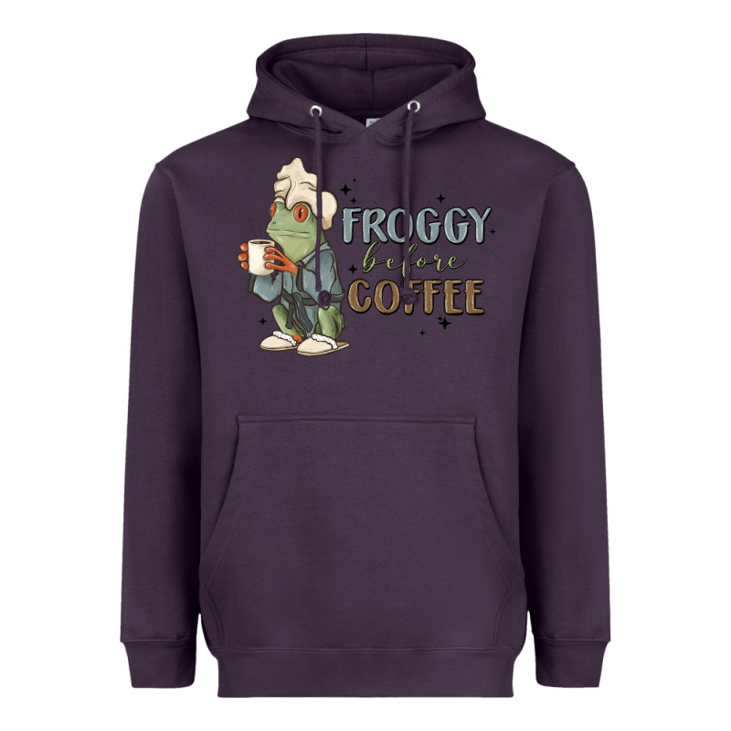Froggy Before Coffee Heavyweight Hoodie by MaliasSmallBusiness | Teevron