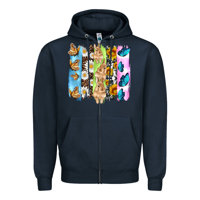 Easter Bunny Butterfly Daisy And Sunflower With Cowhide And  Leopard B Zipper Hoodie by Artiststas | Teevron