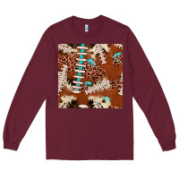 Burgundy football leopard gemstone seamless pattern Long Sleeve Tee - JahusDesignShop
