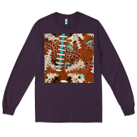 Plum football leopard gemstone seamless pattern Long Sleeve Tee - JahusDesignShop
