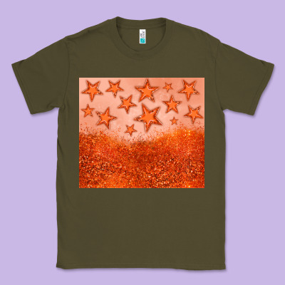 Orange Glitter Star Classic Tee Designed By Jahusdesignshop