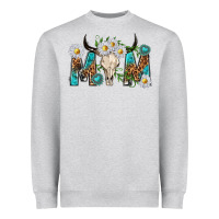 Heather Grey mom with bull skull Heavyweight Sweatshirt - texasbilliewilder
