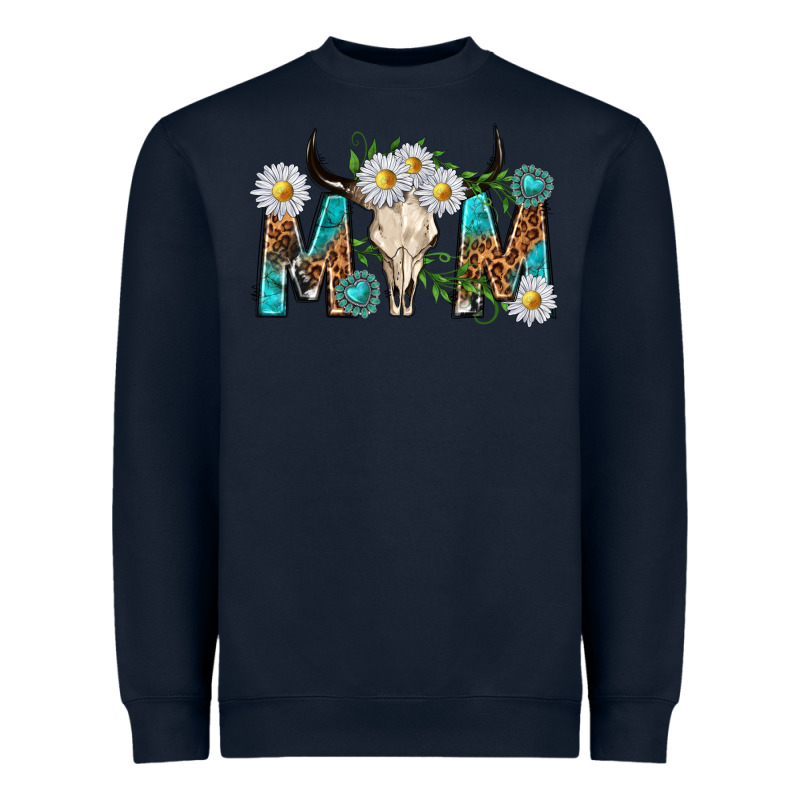 Mom With Bull Skull Heavyweight Sweatshirt by texasbilliewilder | Teevron