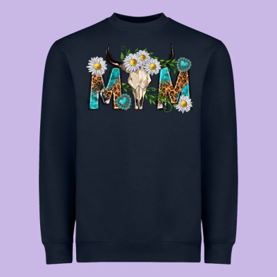 Mom With Bull Skull Heavyweight Sweatshirt Designed By Texasbilliewilder