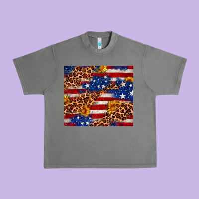 4th Of July Usa Flag Leopard Sunflower 20oz Tumble Urban Heavy Tee Designed By Neo Western