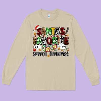 Santas Favorite Speech Therapist Long Sleeve Tee Designed By Adodesignshop