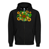 Black st patricks sunflowers with shamrock and glitters with leopard Zipper Hoodie - Artiststas