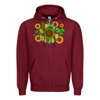 Burgundy st patricks sunflowers with shamrock and glitters with leopard Zipper Hoodie - Artiststas