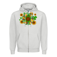 Dove Grey st patricks sunflowers with shamrock and glitters with leopard Zipper Hoodie - Artiststas