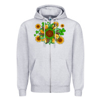 Heather Grey st patricks sunflowers with shamrock and glitters with leopard Zipper Hoodie - Artiststas