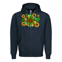 Navy st patricks sunflowers with shamrock and glitters with leopard Zipper Hoodie - Artiststas