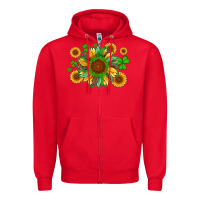 Red st patricks sunflowers with shamrock and glitters with leopard Zipper Hoodie - Artiststas