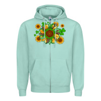 Seafoam st patricks sunflowers with shamrock and glitters with leopard Zipper Hoodie - Artiststas