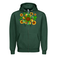 Sports Green st patricks sunflowers with shamrock and glitters with leopard Zipper Hoodie - Artiststas