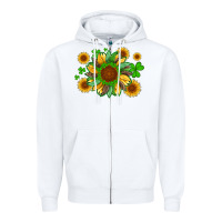 White st patricks sunflowers with shamrock and glitters with leopard Zipper Hoodie - Artiststas