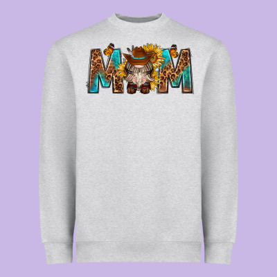 Mom With Bull Skull Heavyweight Sweatshirt Designed By Texasbilliewilder