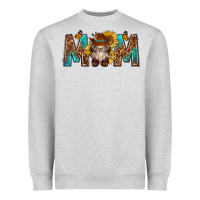 Heather Grey mom with bull skull Heavyweight Sweatshirt - texasbilliewilder