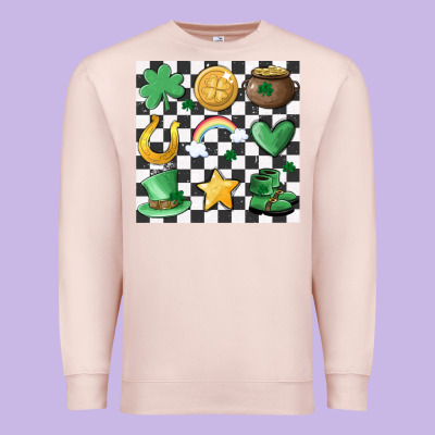 Checker Board Lucky Charms Premium Sweatshirt Designed By Maliassmallbusiness