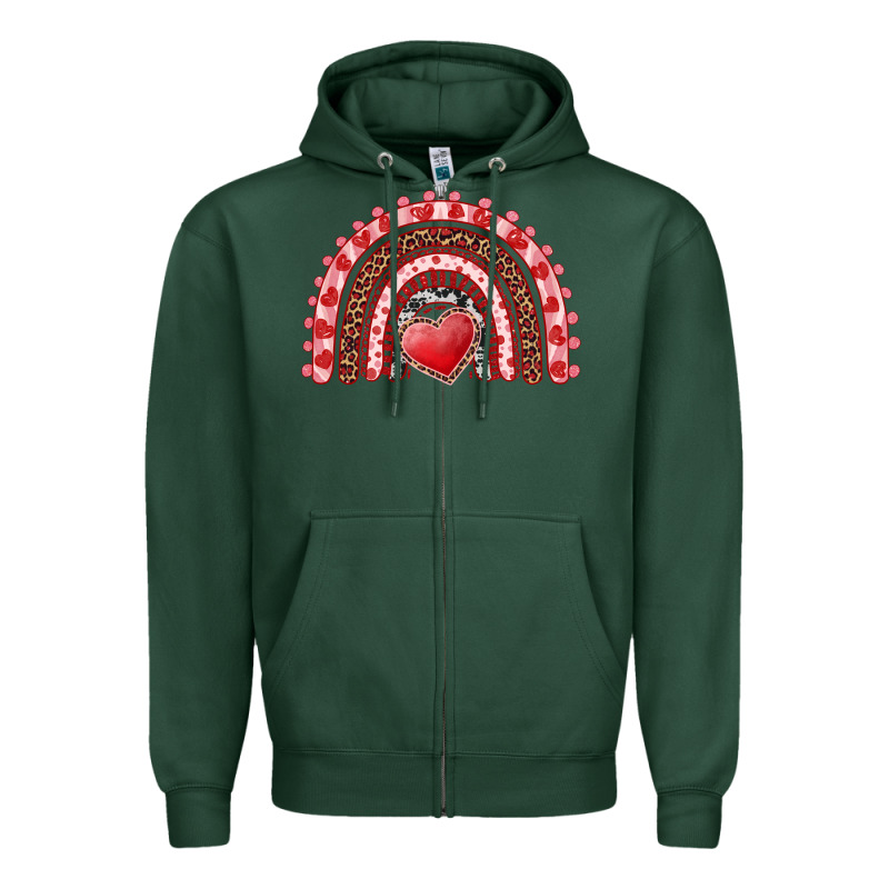 Valentine's Day Rainbow With Heart Zipper Hoodie by AdoDesignShop | Teevron