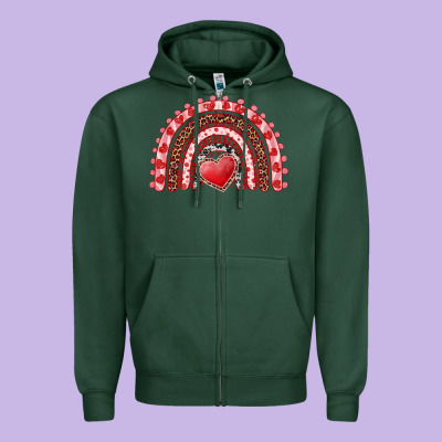 Valentine's Day Rainbow With Heart Zipper Hoodie Designed By Adodesignshop