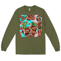 Army Green football leopard cactus seamless pattern Long Sleeve Tee - JahusDesignShop