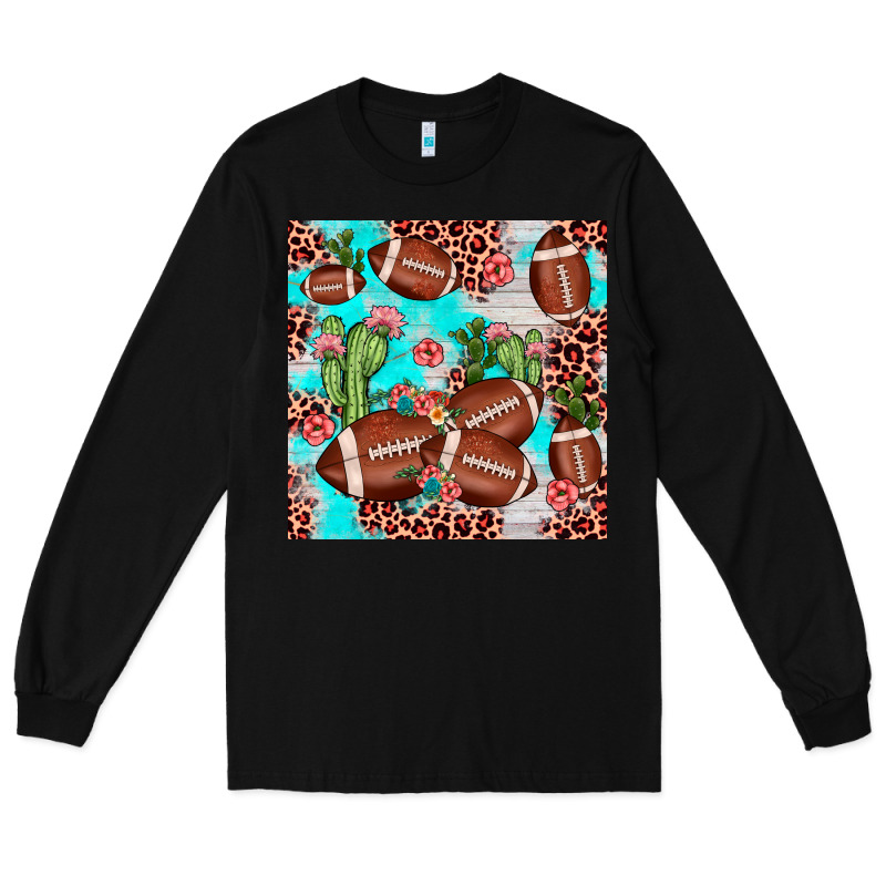 Football Leopard Cactus Seamless Pattern Long Sleeve Tee by JahusDesignShop | Teevron