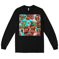 Black football leopard cactus seamless pattern Long Sleeve Tee - JahusDesignShop