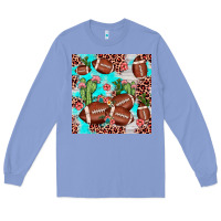 Colony Blue football leopard cactus seamless pattern Long Sleeve Tee - JahusDesignShop