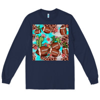 Navy football leopard cactus seamless pattern Long Sleeve Tee - JahusDesignShop