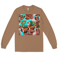 Toasted Coconut football leopard cactus seamless pattern Long Sleeve Tee - JahusDesignShop