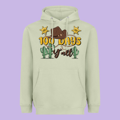 100 Days Y'all Heavyweight Hoodie Designed By Maliassmallbusiness