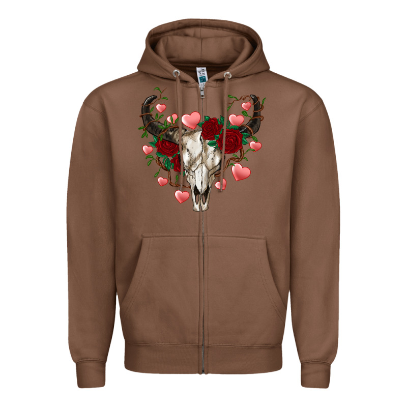 Valentine's Bull Skull Zipper Hoodie by AdoDesignShop | Teevron