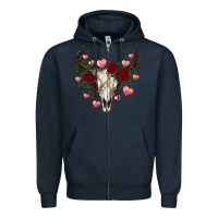 Navy valentine's bull skull Zipper Hoodie - AdoDesignShop