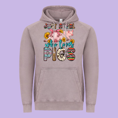 Just A Girl Who Loves Pigs Vintage Hoodie Designed By Zillion Design Studio