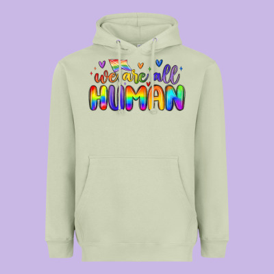 We Are All Human Heavyweight Hoodie Designed By Maliassmallbusiness