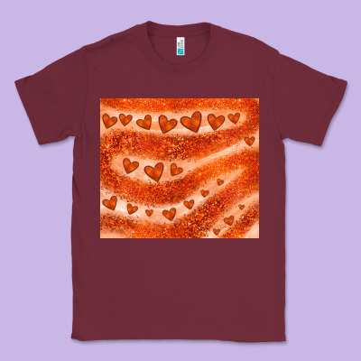 Orange Glitter Heart Classic Tee Designed By Jahusdesignshop