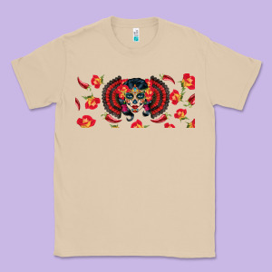 Sugar Skull Rose Libbey Glass Classic Tee Designed By Bundleandbundleshop